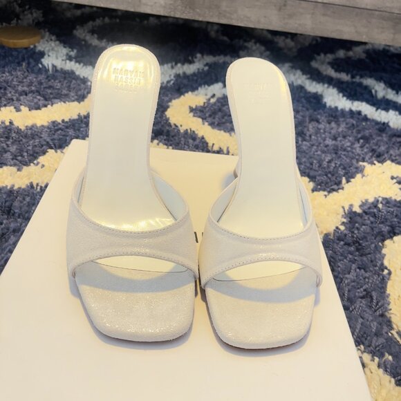 NIB Maryam Nassir Zadeh Lido Suede Wedge Slip On Sandal in Pearl Size 39.5 - Picture 2 of 11